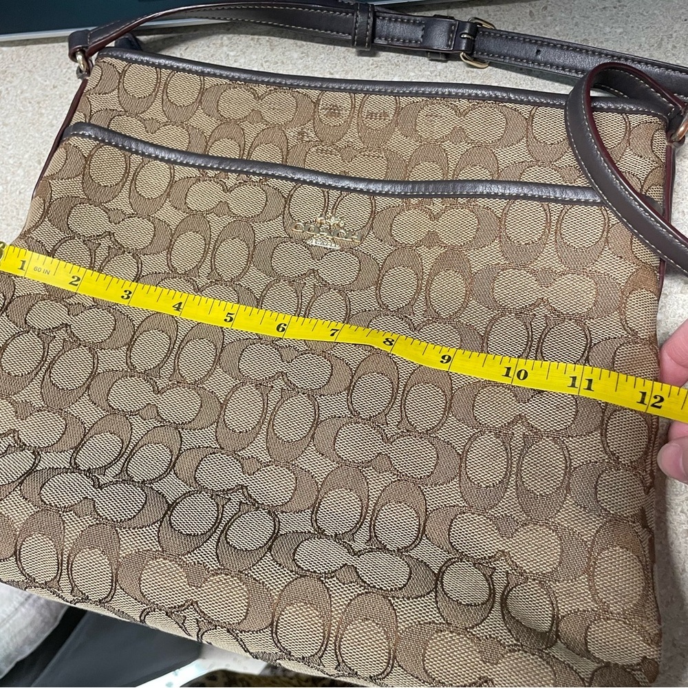 Coach purse crossbody bag all over logo print file khaki brown - Picture 7 of 9